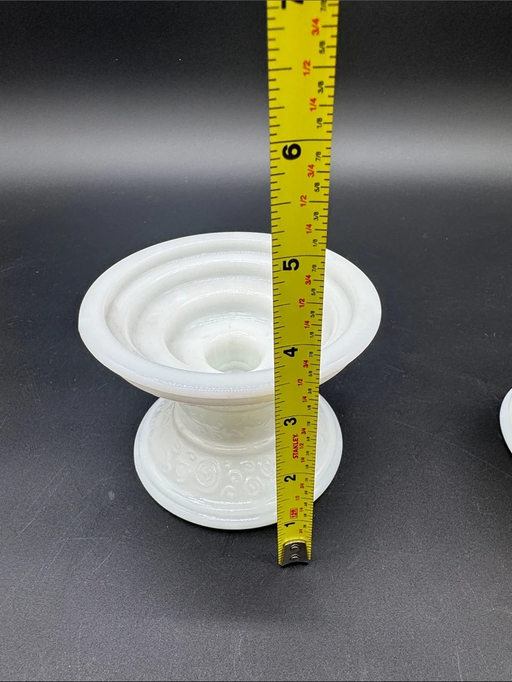 Vintage Milk Glass Pillar Taper Candle Holder Pair EUC